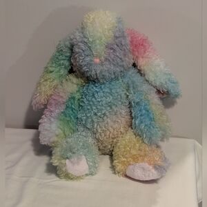 Douglas Cuddle Toy Large Bunny Rabbit In Rainbow Colours. Curly Fur.  Super Soft